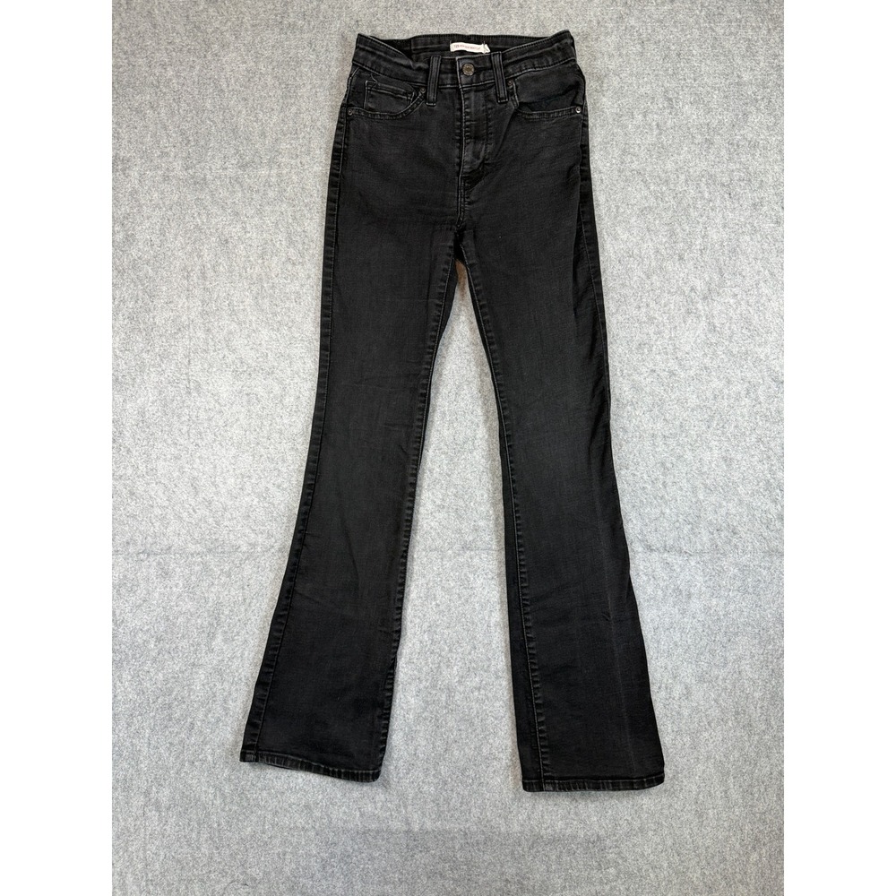 Levi's Women 725 High Rise Bootcut Jeans W27 L32 Black Denim WaterLess Tech
